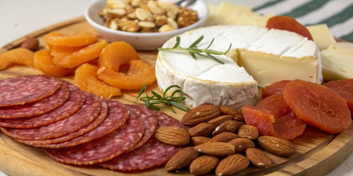 Charcuterie Board Lunch Ingredients Ingredients for a charcuterie board lunch, including meats and cheeses