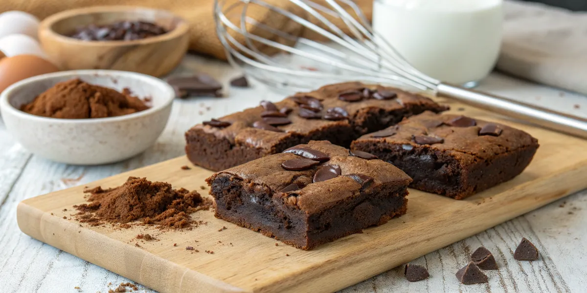 Gooey sourdough dessert brownies with melted chocolate chips