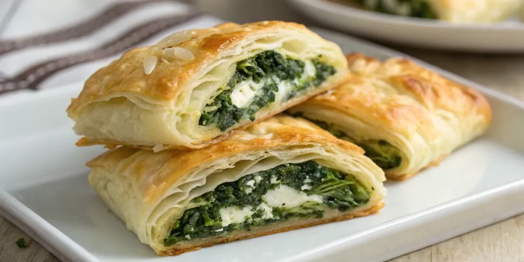 Spinach and feta-filled puff pastry breakfast recipes with golden layers