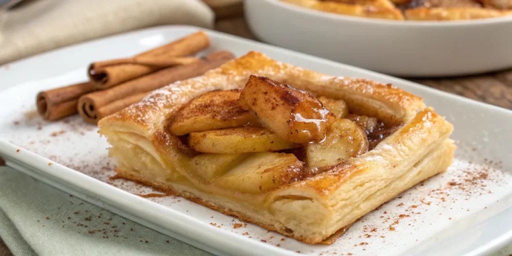 Puff pastry with apple and cinnamon filling.
