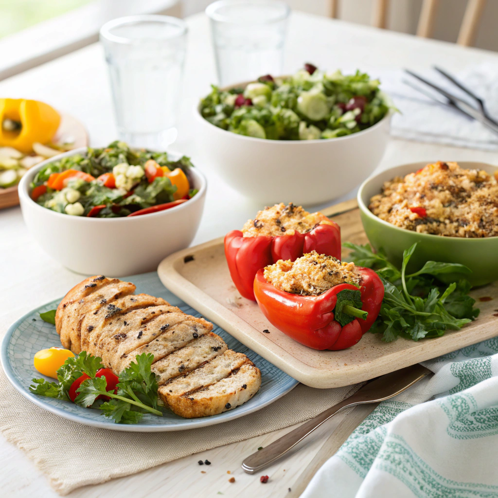 Healthy Weight Watchers dinner recipes on a table