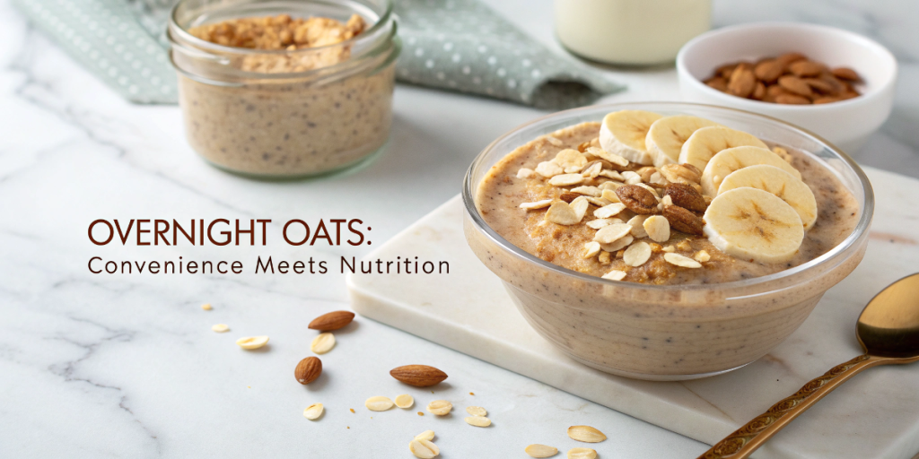 Overnight oats with almond butter and banana slices for Healthy Breakfast Recipes Pinterest