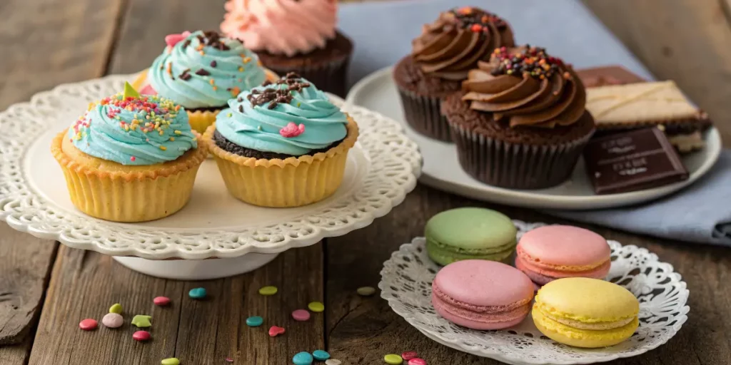 Assorted desserts on a table